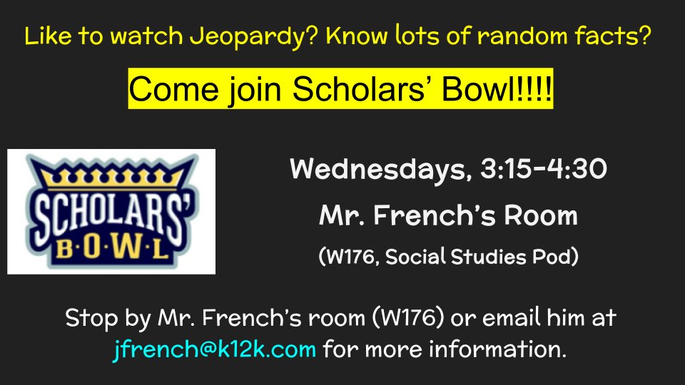 Scholars Bowl Information